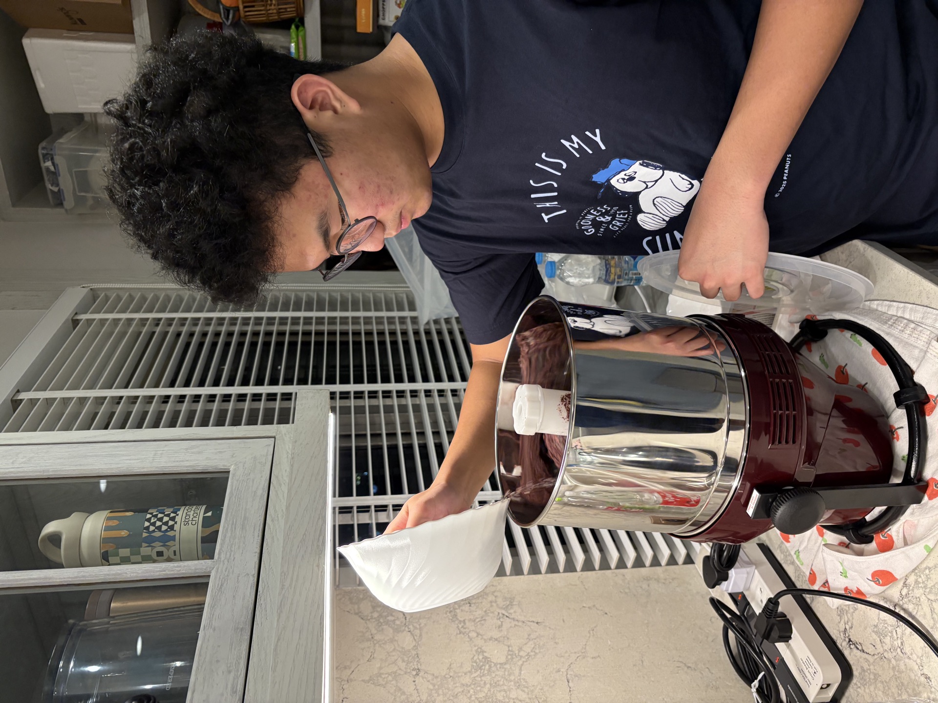 Founder making chocolate